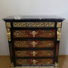 KOMODA - BOULLE - Z MARMUREM bieliżniarka