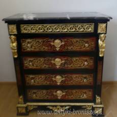 KOMODA - BOULLE - Z MARMUREM bieliżniarka