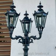 PAŁACOWA DUŻA LAMPA OGRODOWA alu TRÓJRAMIENNA