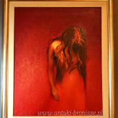 Olej na płótnie z certyfikatem "Refleksja" Halina Kwiecińska Bonikowska 2000r 103/122cm
