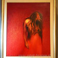 Olej na płótnie z certyfikatem "Refleksja" Halina Kwiecińska Bonikowska 2000r 103/122cm