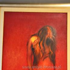 Olej na płótnie z certyfikatem "Refleksja" Halina Kwiecińska Bonikowska 2000r 103/122cm