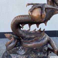 DRAGON - SMOK duży zieje wodą fontanna Z BRĄZU