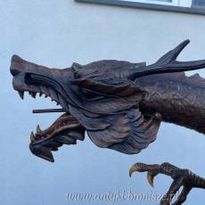 DRAGON - SMOK duży zieje wodą fontanna Z BRĄZU