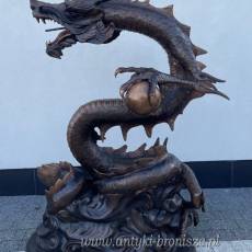 DRAGON - SMOK duży zieje wodą fontanna Z BRĄZU