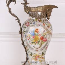 WAZON -DZBAN - porcelana z brązem KWIATY