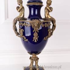 DUŻY WAZON KOBALT z brązem z kobietami 52 CM