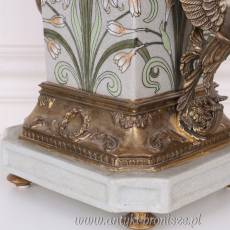DUŻY WAZON Z ŁABĘDZIEM - porcelana z brązem