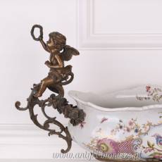 Patera z aniołkami PORCELANA Z BRĄZEM