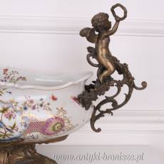 Patera z aniołkami PORCELANA Z BRĄZEM