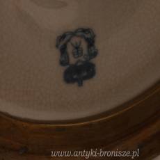 OKAZAŁY ŚWIECZNIK - Pięknie zdobiony - Z PAPUGAMI PORCELANA Z BRĄZEM