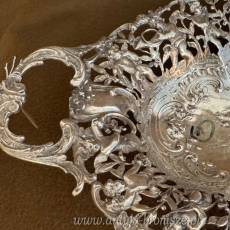 PATERA z aniołkami cherubinki srebro ! 626 g 1890rok