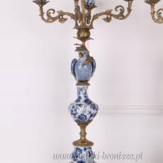 ŚWIECZNIKI porcelana niebieska z brązem KOMPLET