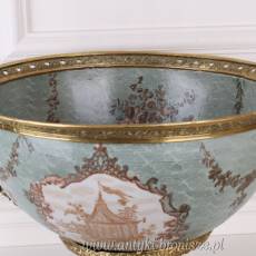 DUŻA MISA WAZA PATERA - PORCELANA + BRĄZ SECESJA