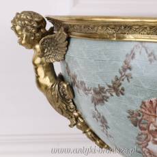 DUŻA MISA WAZA PATERA - PORCELANA + BRĄZ SECESJA