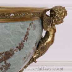 DUŻA MISA WAZA PATERA - PORCELANA + BRĄZ SECESJA