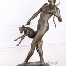 DIANA - BOGINI Z PSEM - 80 CM FIGURA Z BRĄZU SYG.