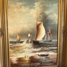 OBRAZ ZŁOTA RAMA statki PION 82 x 112