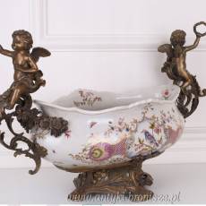 Patera z aniołkami PORCELANA Z BRĄZEM