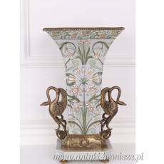 DUŻY WAZON Z ŁABĘDZIEM - porcelana z brązem