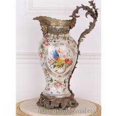 WAZON -DZBAN - porcelana z brązem KWIATY