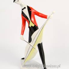 Kontrabasista Art Deco Zsolnay Torok Janos Węgry lata 60te