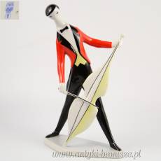 Kontrabasista Art Deco Zsolnay Torok Janos Węgry lata 60te
