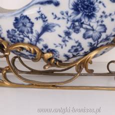 RYDWAN NA KOŁACH porcelana z brązem niebieska PATERA