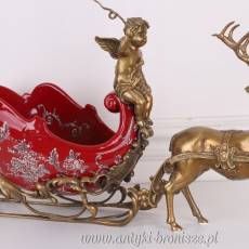 RYDWAN NA KOŁACH porcelana z brązem czerwona
