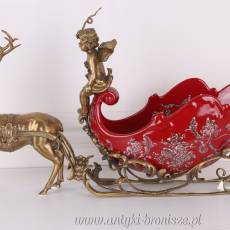 RYDWAN NA KOŁACH porcelana z brązem czerwona