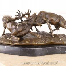 Figura z brązu rzeźba POTYCZKA JELENI duża figura