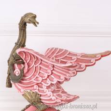 Królewski ŁABĄDŻ PORCELANA Z BRĄZEM unikat SYGNOWANY