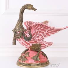 Królewski ŁABĄDŻ PORCELANA Z BRĄZEM unikat SYGNOWANY