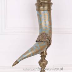 RÓG - AMFORA - PUCHAR z FENIKSEM porcelana z brązem