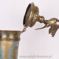 RÓG - AMFORA - PUCHAR z FENIKSEM porcelana z brązem