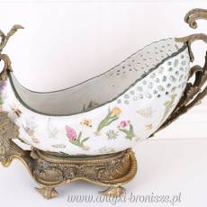 PATERA z ŁABĘDZIEM porcelana z brązem SYGNOWANA