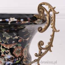 STYLOWY WAZON porcelana z brązem! pięknie zdobiony czarny