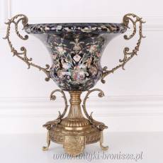 STYLOWY WAZON porcelana z brązem! pięknie zdobiony czarny