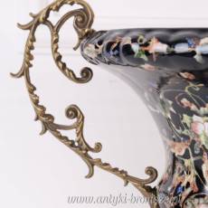 STYLOWY WAZON porcelana z brązem! pięknie zdobiony czarny