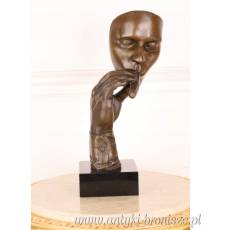 FIGURA - brąz na marmurze -Zamyślona twarz