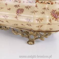 WAZA Patera PORCELANA Z BRĄZEM na owoce