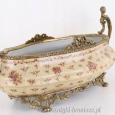 WAZA Patera PORCELANA Z BRĄZEM na owoce