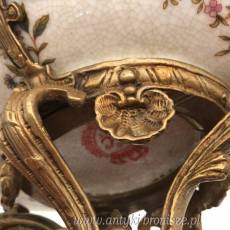 Patera PORCELANA Z BRĄZEM z łabędziami i ptakami