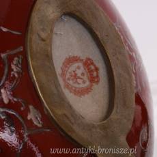 PATERA KARETA - porcelana + brąz ZAPRZĘG CZERWONA