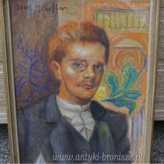 JÓZEF MEHOFFER - stara pastel - szyba