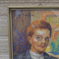JÓZEF MEHOFFER - stara pastel - szyba