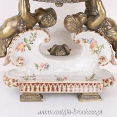 ŻARDINIERA patera BRĄZ i PORCELANA H=24 cm