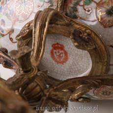 PORCELANA Z BRĄZEM Patera -z łabędziami