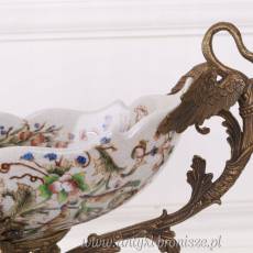 PORCELANA Z BRĄZEM Patera -z łabędziami