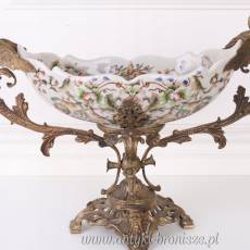 PORCELANA Z BRĄZEM Patera -z łabędziami
